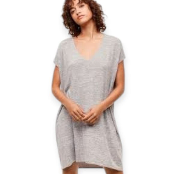 Wilfred Free Dresses & Skirts - Wilfred Free Womens Grey XS Marcoux Oversized V-Neck Jersey T-Shirt Mini Dress